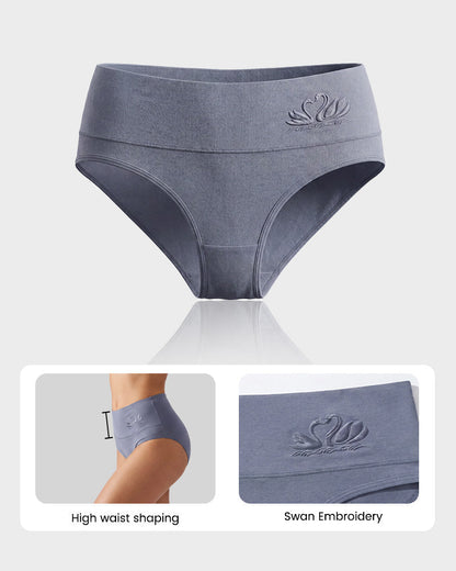 4 Pack Swan Embroidery High Waist Seamless Briefs