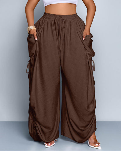 Adjustable Side-Drawstring Wide-Leg Pants