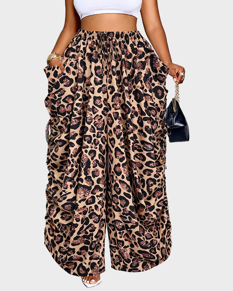 Adjustable Side-Drawstring Wide-Leg Pants