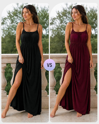 Backless Drawstring Maxi Cami Dress