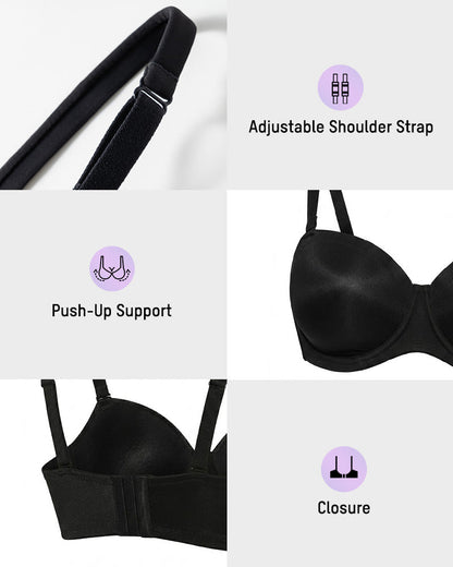 Comfort Push Up Unlined Bra with Removable Straps