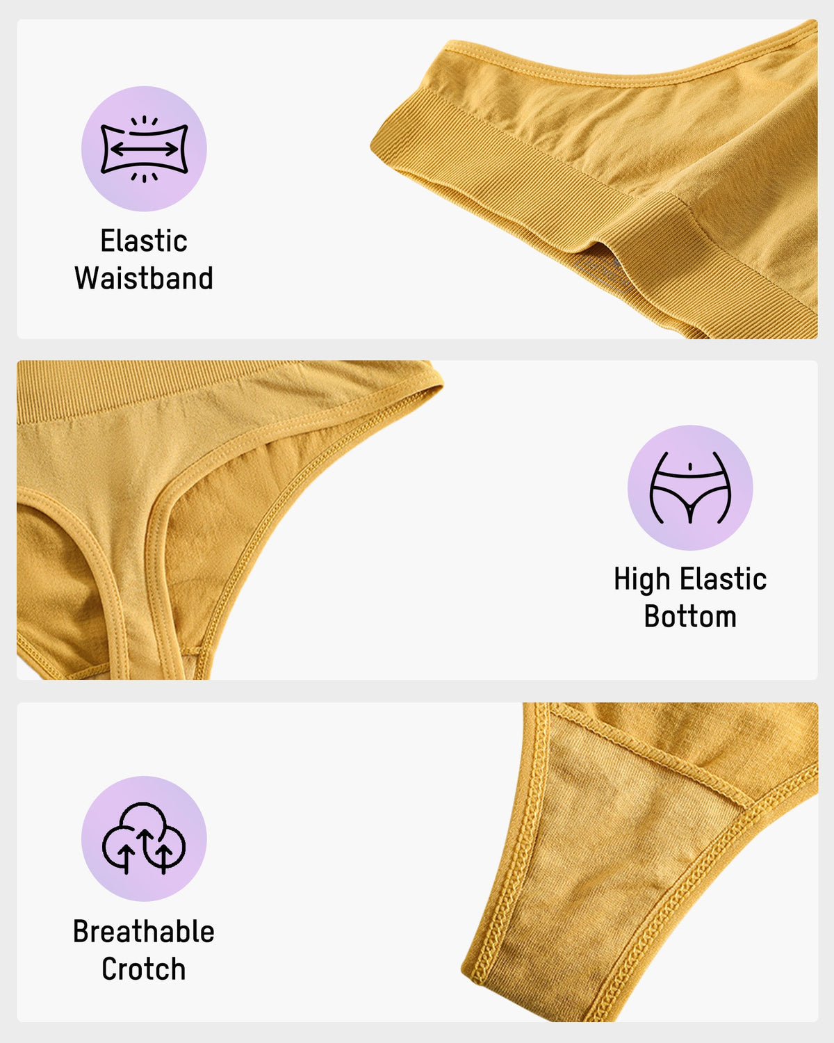Comfort Seamless Sport Thong Panties Multipack