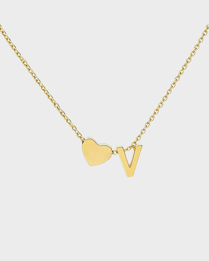 Dainty Heart Initial Necklace