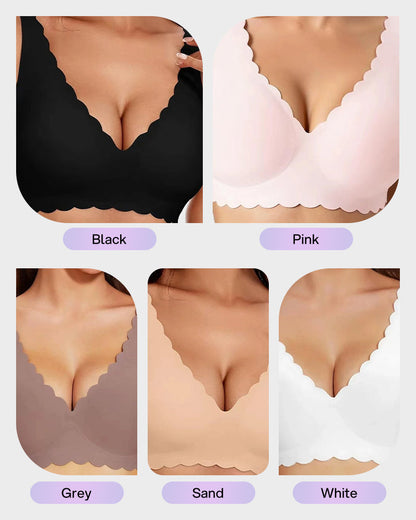 Deep V Seamless Scalloped Wireless Lift Bra