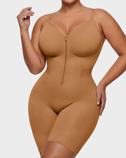 Easyslide™ Front-Zip Mid-Thigh Shapewear
