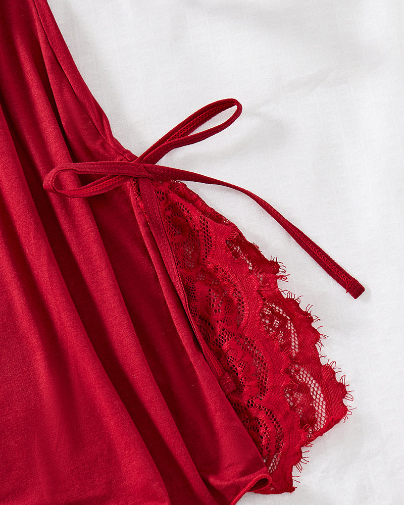 Flirty Sheer Lace Side Slit Babydoll Set