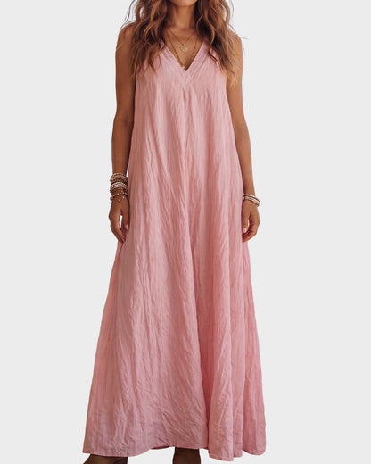 Flowy Boho V-Neck Halter Maxi Dress