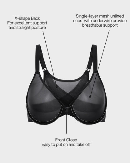 Front Closure Mesh Support Bra Multipack