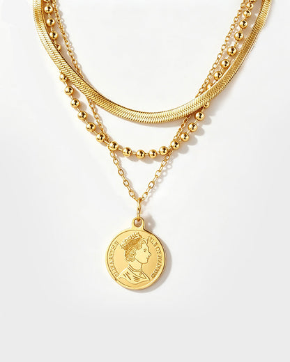 Gold-Plated Layered Pendant Necklace