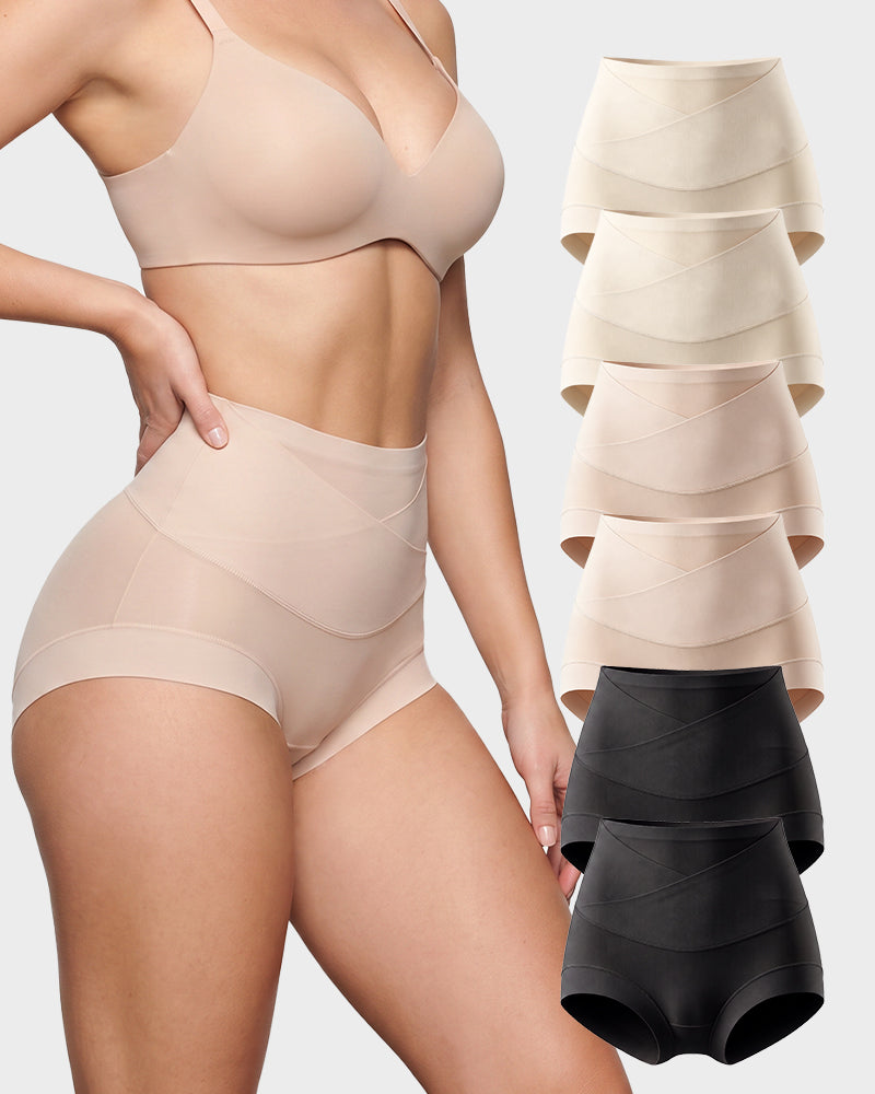 High-Waisted Double-Layer Tummy-Control Briefs(6 pack)