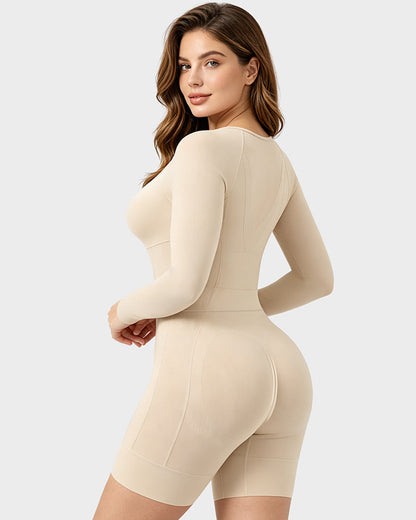 Long-Sleeve Seamless Sculpting Short Bodysuit
