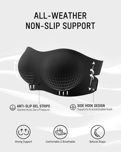 Non-Slip Crossover Side Hook Bandeau Bra