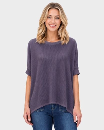 Oversized Ribbed Dolman Sleeve Top