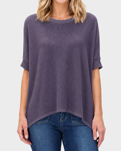 Oversized Ribbed Dolman Sleeve Top