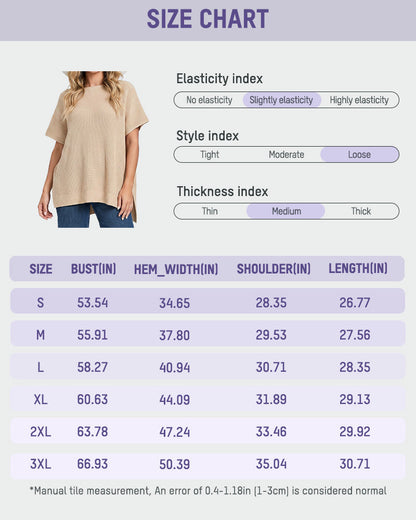 Oversized Ribbed Knit Side-Slit Sweater Top