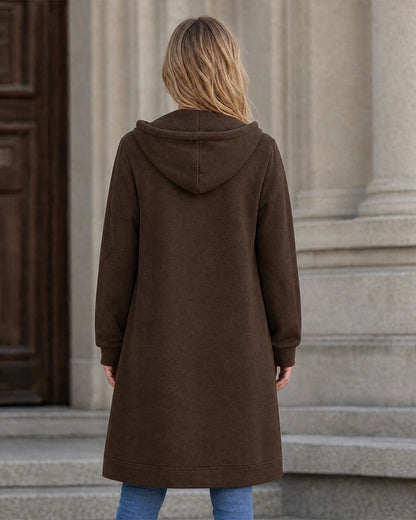 Slim-Fit Longline Zip-Up Hoodie Jacket