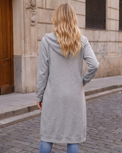 Slim-Fit Longline Zip-Up Hoodie Jacket