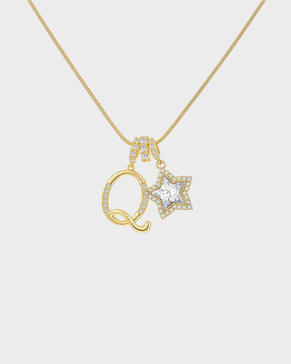 Sparkling Initial & Star Charm Necklace