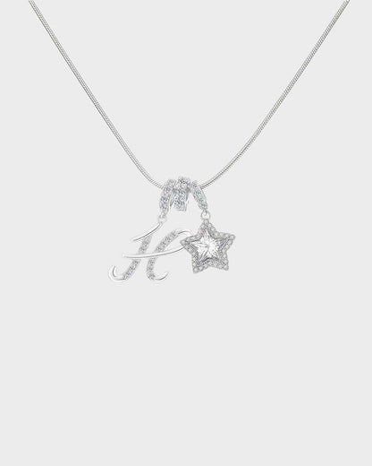 Sparkling Initial & Star Charm Necklace