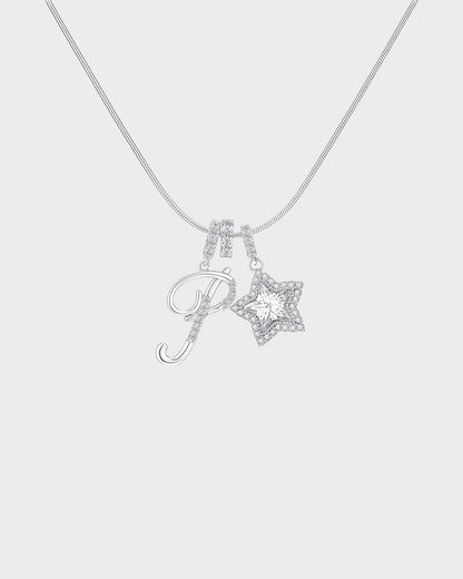 Sparkling Initial & Star Charm Necklace