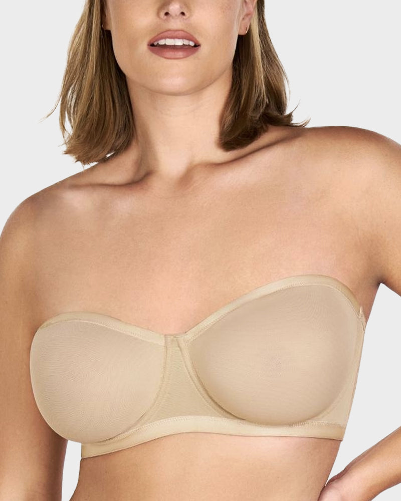 Strapless Mesh Underwire Balconette Bra