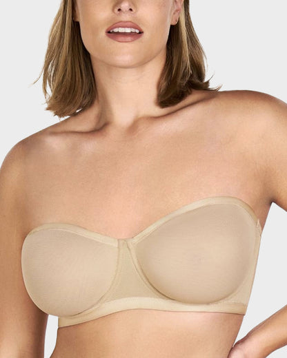 Strapless Mesh Underwire Balconette Bra