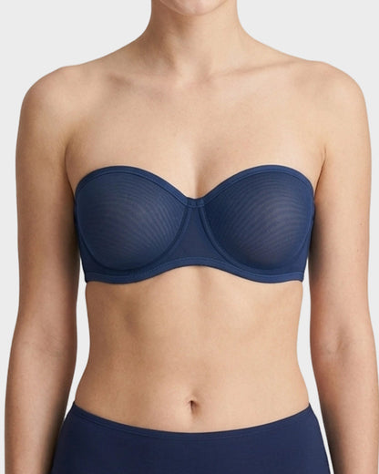 Strapless Mesh Underwire Balconette Bra