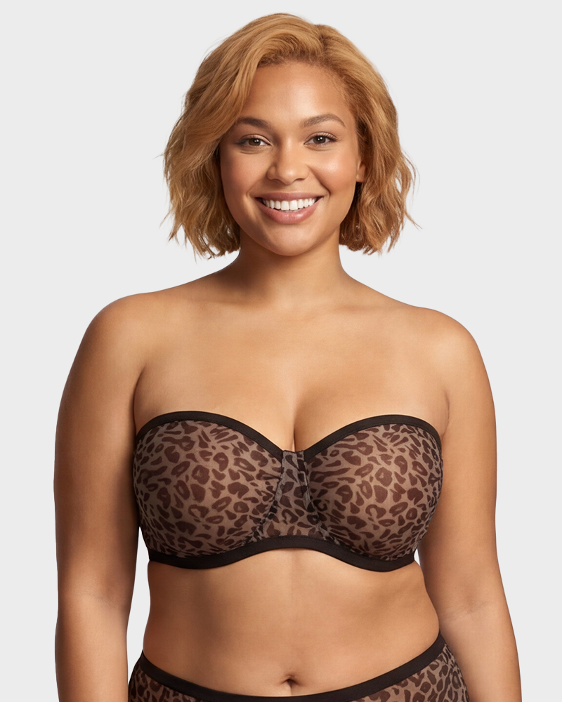 Strapless Mesh Underwire Balconette Bra