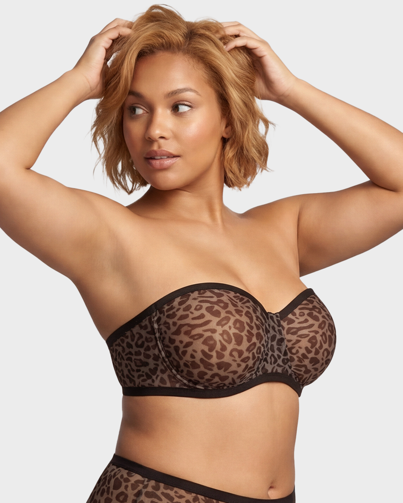 Strapless Mesh Underwire Balconette Bra