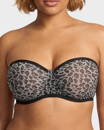 Strapless Mesh Underwire Balconette Bra