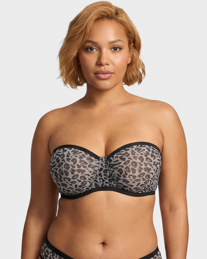 Strapless Mesh Underwire Balconette Bra