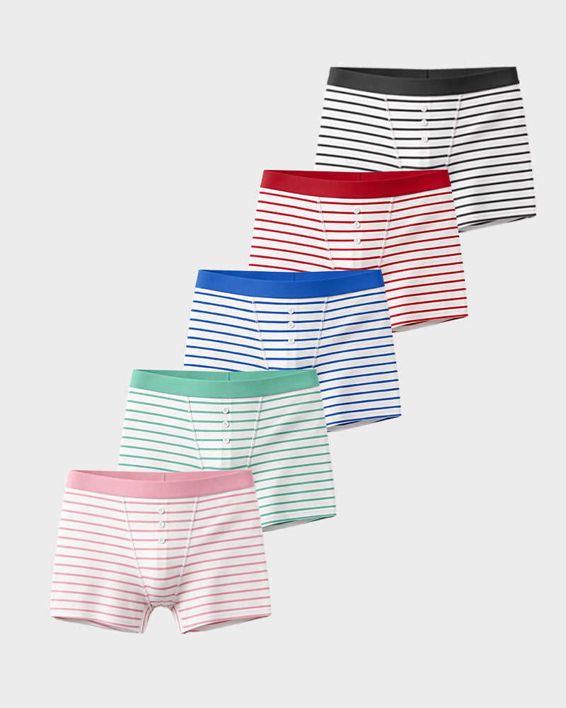 Striped Soft Breathable Boyshort Panties (5 Pack)