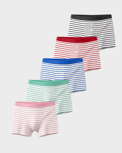 Striped Soft Breathable Boyshort Panties (5 Pack)