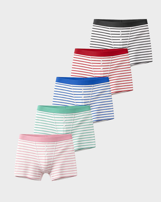 Striped Soft Breathable Boyshort Panties (5 Pack)