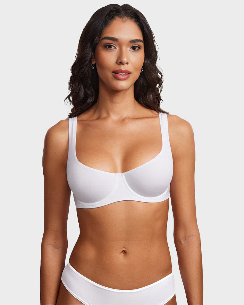 Underwire Support Seamless Unlined Balconette Bra
