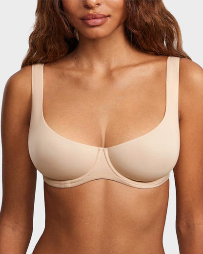 Underwire Support Seamless Unlined Balconette Bra