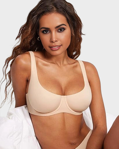 Underwire Support Seamless Unlined Balconette Bra