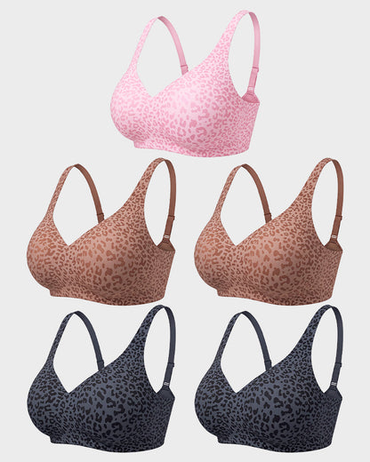 Wireless Leopard V-Neck Contour Bra Multipack