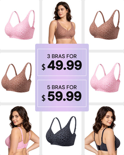 Wireless Leopard V-Neck Contour Bra Multipack