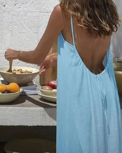 Women's Solid Color Backless Cami Dress