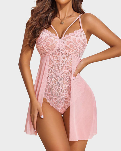 Women's Lace Bodysuit Teddy Chemise Sexy Nighty Mesh Sleepwear