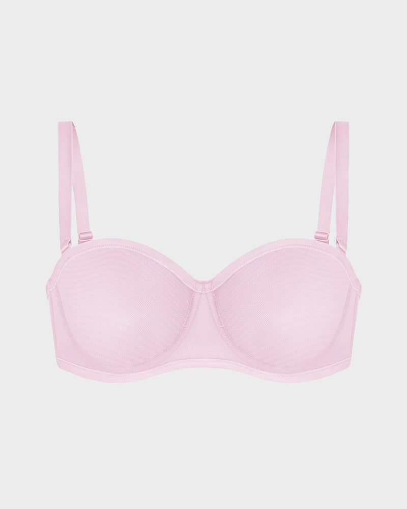 Strapless Mesh Underwire Balconette Bra