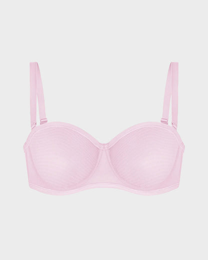 Strapless Mesh Underwire Balconette Bra